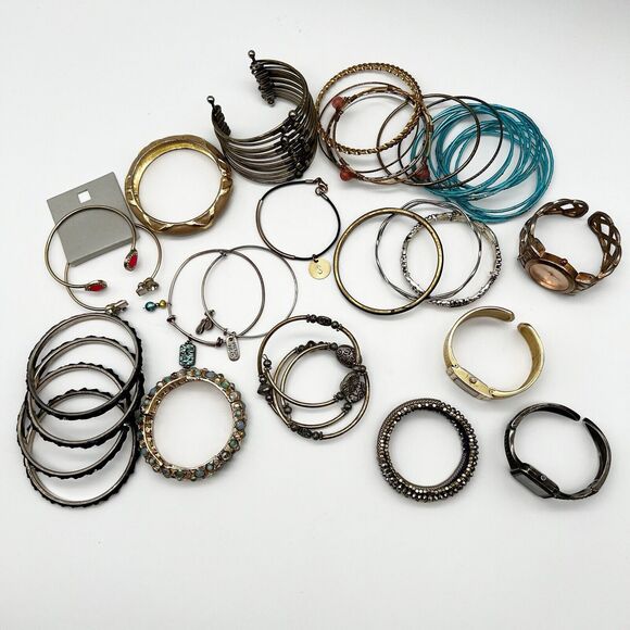 Lot Of Bangles Bracelets Watches Costume Jewelry Over 1 Lb Multi Styles Upcycle - Picture 1 of 12